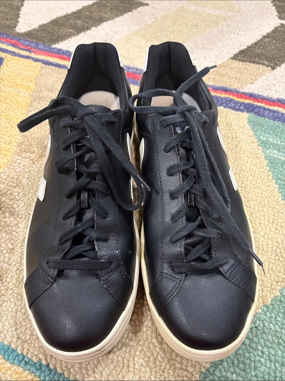 Veja Men's Black Sneakers with White Accents 11.5